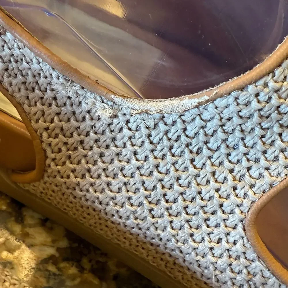 Dolce Vita Women’s 8.5 Brown Leather and Raffia Grip Closure Sandals
